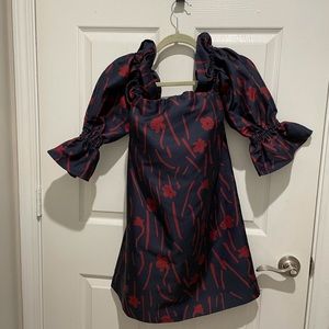 C/MEO collective off the shoulder ruffle sleeve floral dress